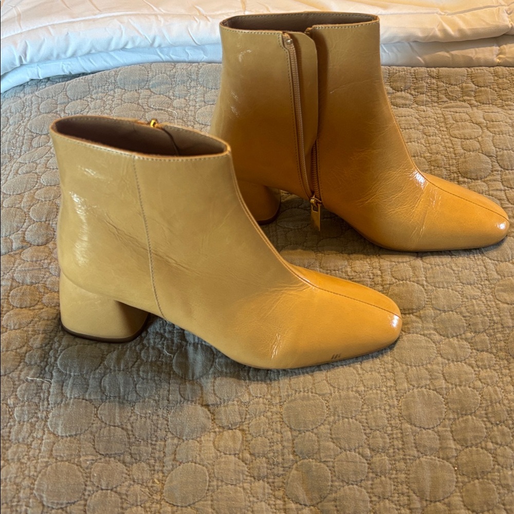 Nude Ankle Boots with Block Heel